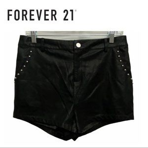 Forever 21 Black Studded Faux Leather Shorts